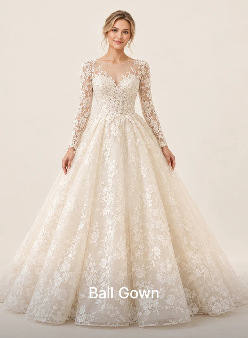 Ball Gown wedding dresses in a light ivory studio