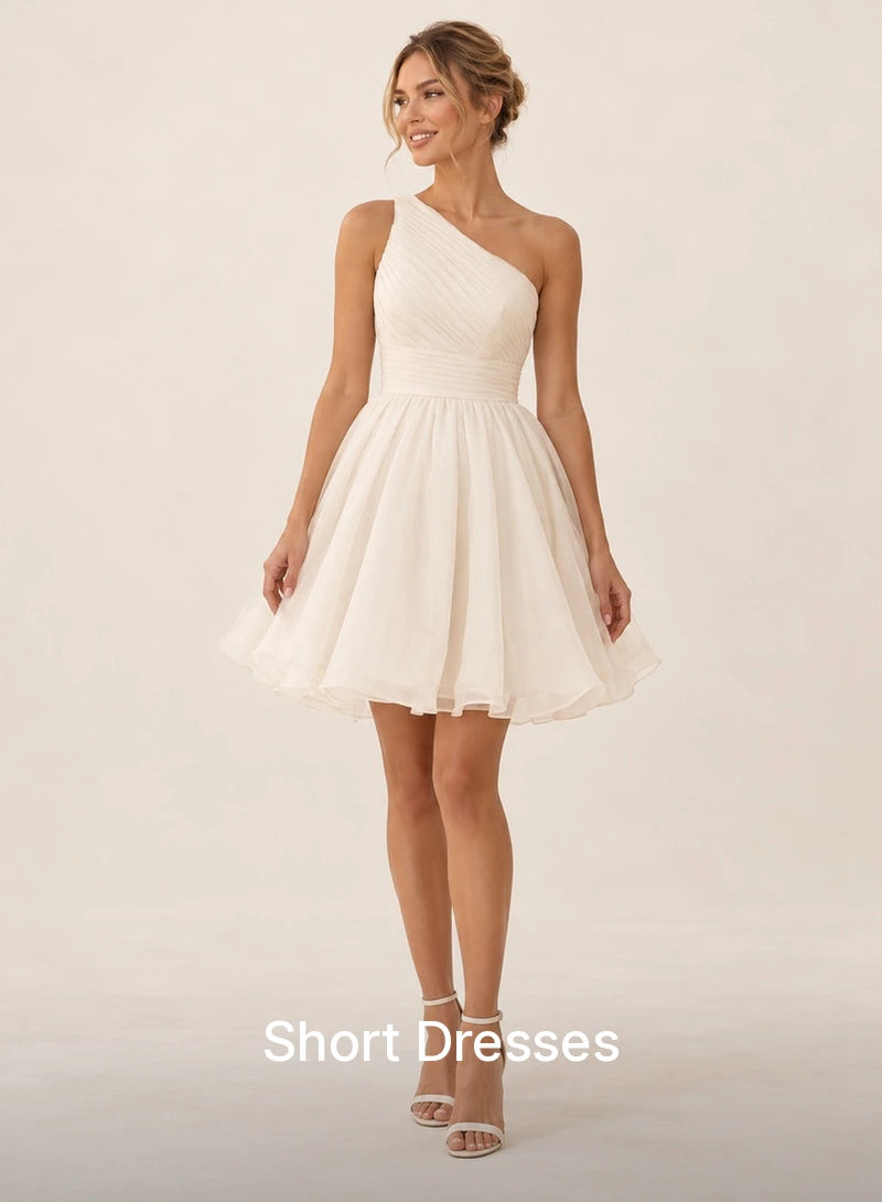 Short Dresses wedding dresses in a light ivory studio