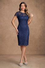 Sheath/Column Sweetheart Knee-Length Cap Sleeve Lace Mother of the Bride Dress