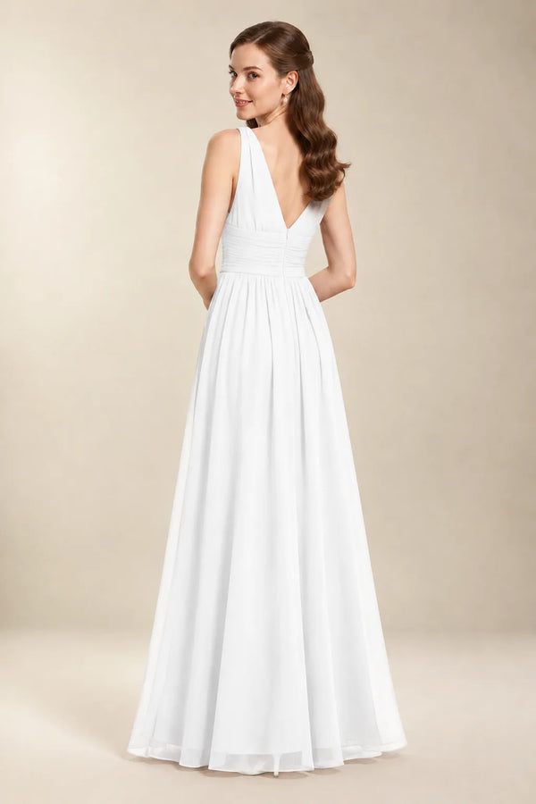 Chantel White chiffon wedding dress, back view