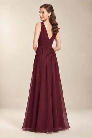 Chantel Cabernet chiffon bridesmaid dress, back view