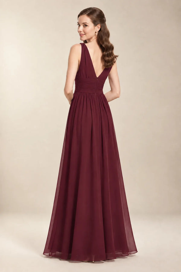 Chantel Cabernet chiffon bridesmaid dress, back view