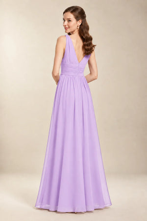 Chantel Lilac chiffon bridesmaid dress, back view