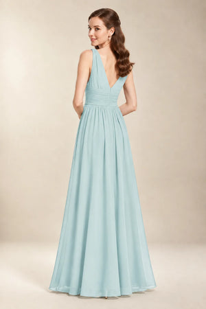 Chantel Sea Glass chiffon bridesmaid dress, back view