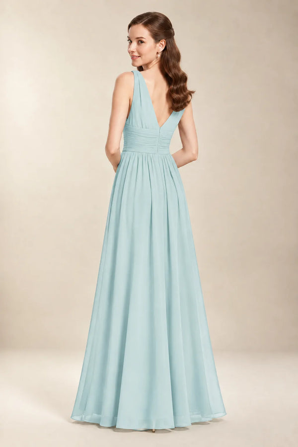 Chantel Sea Glass chiffon bridesmaid dress, back view