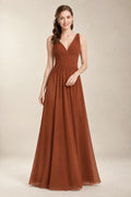 Chantel Copper chiffon bridesmaid dress, front view