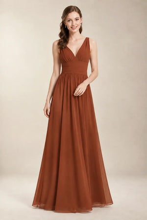 Chantel Copper chiffon bridesmaid dress, front view