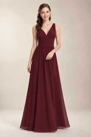 Chantel Cabernet chiffon bridesmaid dress, front view