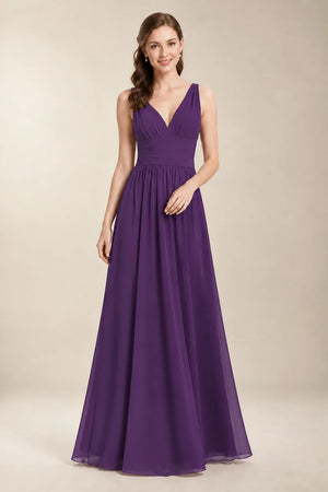 Chantel Amethyst chiffon bridesmaid dress, front view