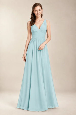 Chantel Sea Glass chiffon bridesmaid dress, front view