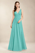 Chantel Aquamarine chiffon bridesmaid dress, front view