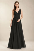 Chantel Black chiffon bridesmaid dress, front view
