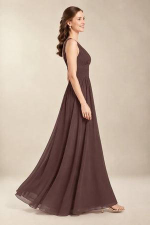 Chantel Ganache ruched V-neck chiffon bridesmaid dress, side view