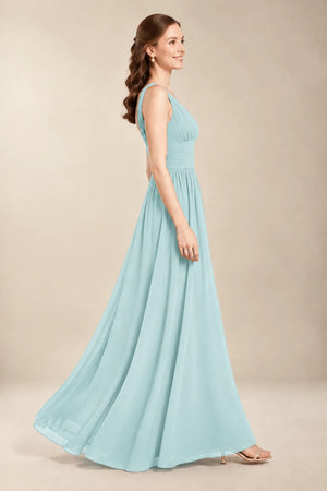 Chantel Sea Glass chiffon bridesmaid dress, side view