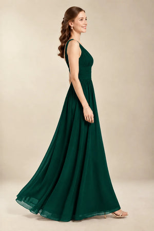 Chantel Emerald chiffon bridesmaid dress, side view