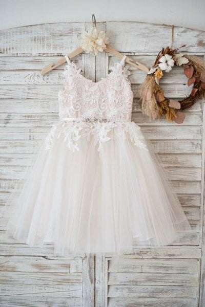 Tulle/Lace Sleeveless Straps Flower Girl Dress Main image