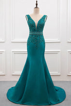 Sexy Mermaid Deep V-Neck Beading Evening Dresses