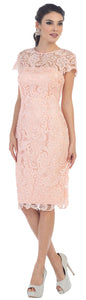Sheath/Column Sweetheart Knee-Length Cap Sleeve Lace Mother of the Bride Dress