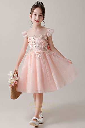 A-Line Flower Girl Dresses with Cap Sleeves