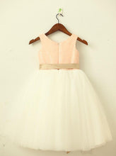 A-line Scoop Neckline Sleeveless Tulle Beading Top Flower Girl Dress With Beading