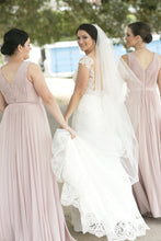 Long Chiffon V-Neck Sleeveless Bridesmaid Dress