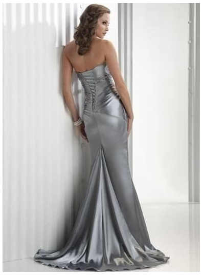 Mermaid Strapless Satin Floor Length Prom Dress With Train Secondary image
