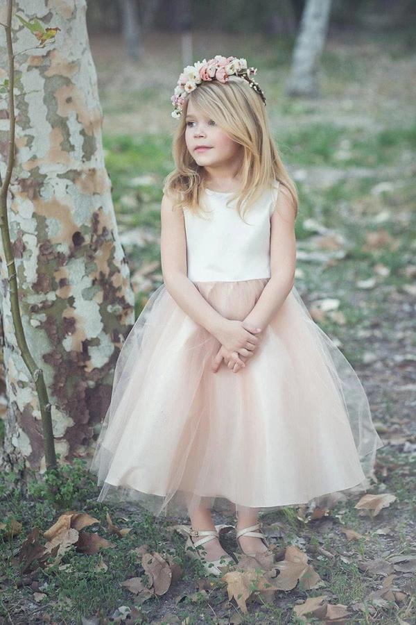 Ball-Gown/Princess Tea Length Tulle/Lace Sleeveless Scoop Neck Flower Girl Dress Secondary image