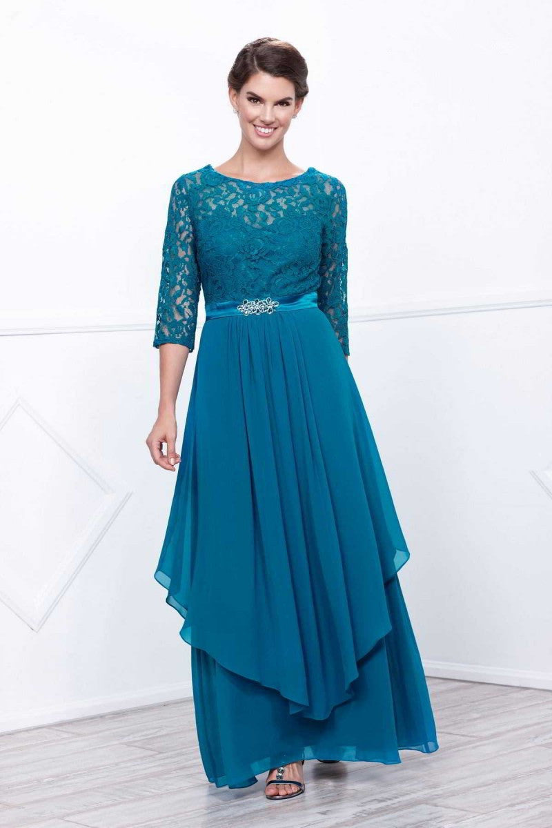 Lace & Chiffon Blue Mother Dress