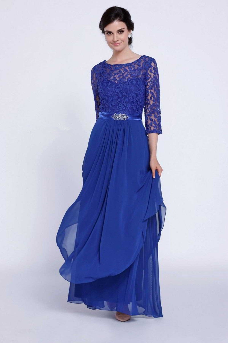 Lace & Chiffon Blue Mother Dress