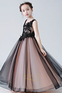 Floor-Length V-Neck Applique Flower Girl Dresses