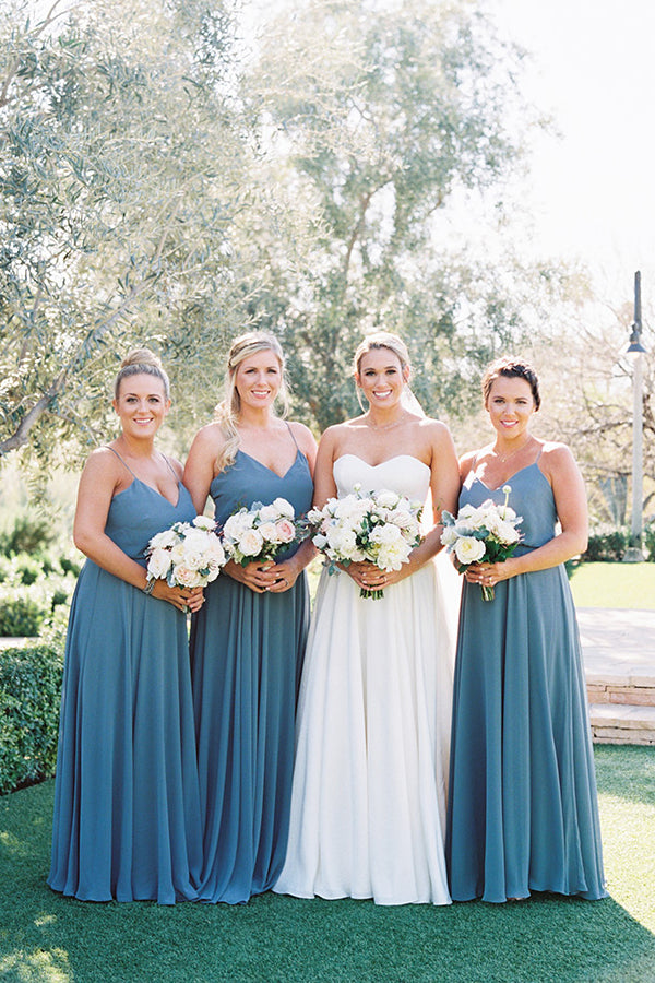 Strappy V-Neck Chiffon A-Line Bridesmaid Dress