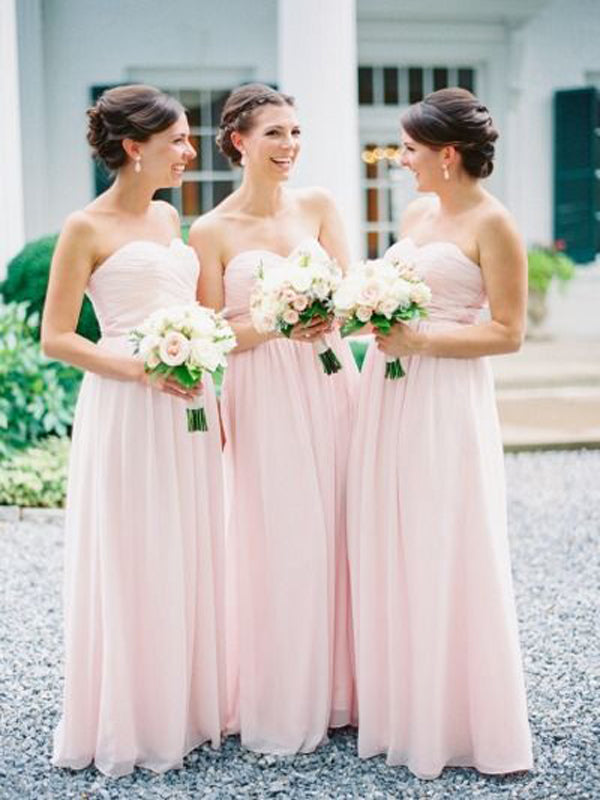 Strapless Sweetheart Chiffon A-Line Bridesmaid Dress