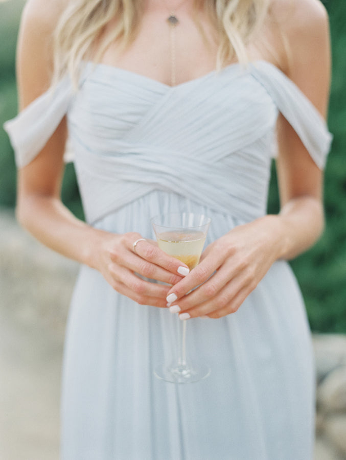 Off-the-Shoulder Crossover Chiffon A-Line Bridesmaid Dress