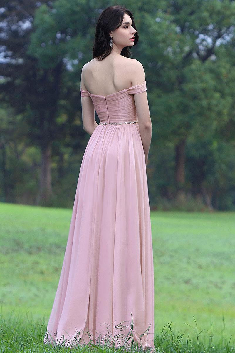 Off-the-Shoulder Chiffon A-Line Bridesmaid Dress