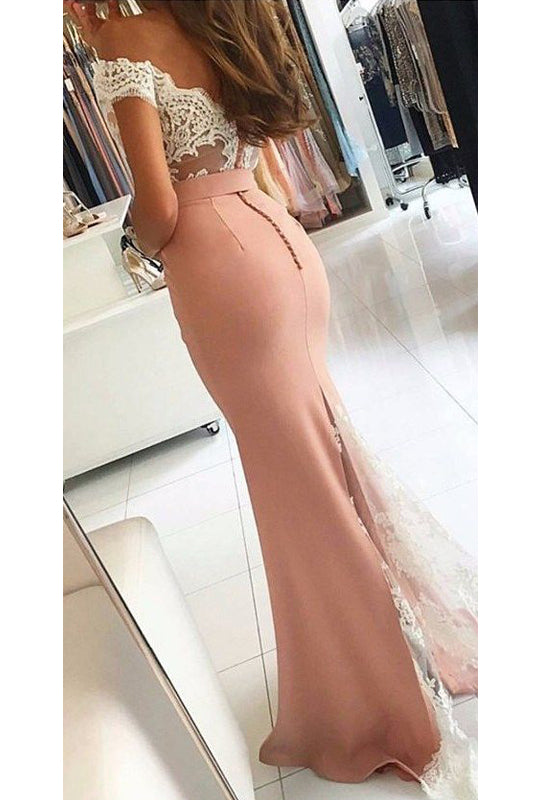 Trumpet Appliques Off-the-Shoulder Sweep Train Long Prom Dress Secondary image