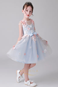 A-Line Cap Sleeves Tulle Flower Girl Dresses
