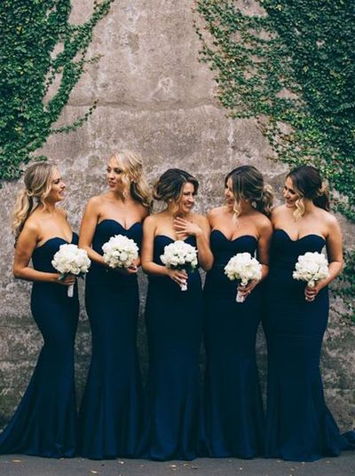 Elegant Strapless Trumpet/Mermaid Sweetheart Long Bridesmaid Dresses Main image