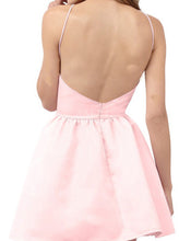 Simple A-line Scoop Neck Satin Backless Prom Dresses