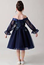 Chic Dark Navy Strapless Flower Girl Dresses