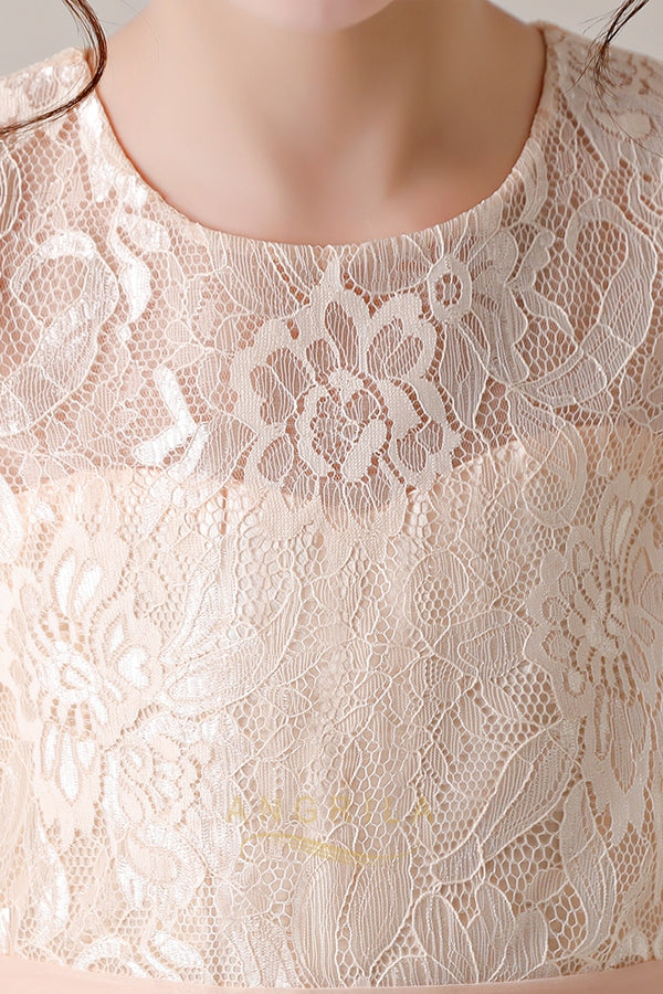 Floor-Length Lace and Chiffon A-Line Flower Girl Dress