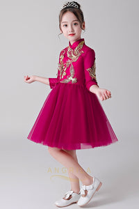 High Neck Flower Girl Dresses with Embroidery