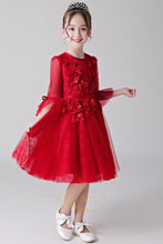 Red Flower Girl Dresses with Sleeves