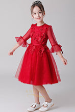 Red Flower Girl Dresses with Sleeves