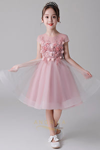 Cap Sleeves Tulle Flower Girl Dresses