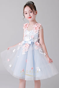 A-Line Cap Sleeves Tulle Flower Girl Dresses