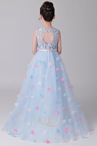 Cute High-Low Jewel Neckline Flower Girl Dresses