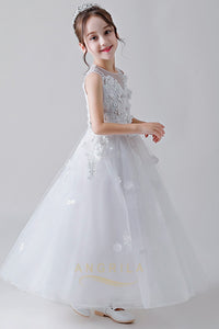 A-Line Jewel Neckline Flower Girl Dresses