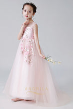 Princess Sleeveless Flower Girl Dresses with Handmade Flowers