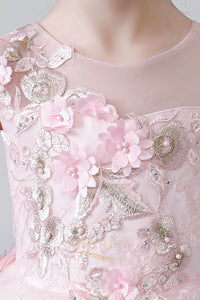 Princess Sleeveless Flower Girl Dresses with Handmade Flowers