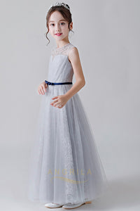Elegant Long Flower Girl Dresses with Belt